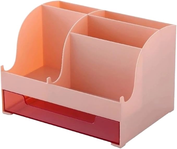 Desktop Storage Box with Drawers - Suitable for Desks and Office Organization(Pink)