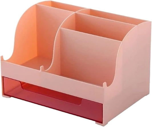 Desktop Storage Box with Drawers - Suitable for Desks and Office Organization(Pink)