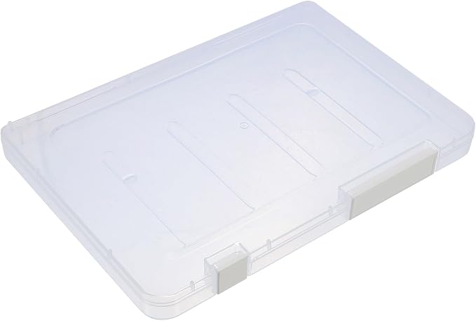 Plastic Storage Box Document Organizer A4 Thin White Office File Container with Lid Dustproof Filing Storage Case for Desktop Office Supplies