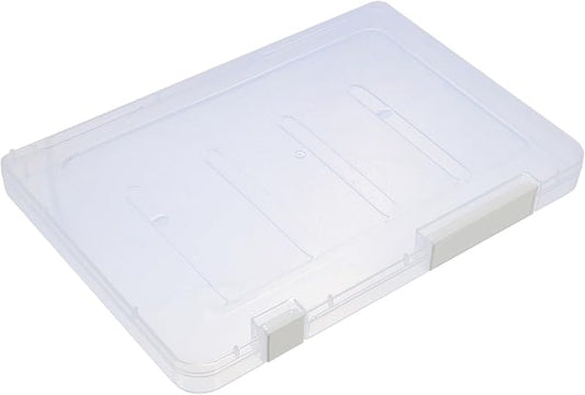 Plastic Storage Box Document Organizer A4 Thin White Office File Container with Lid Dustproof Filing Storage Case for Desktop Office Supplies