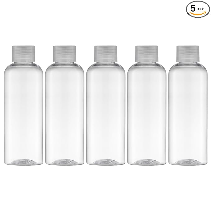 Tekson Plastic Travel Bottles 3.4 oz, Travel Size Containers for Shampoo, Empty Mouthwash Bottles with Clear Screw Cap (100ml, Clear)