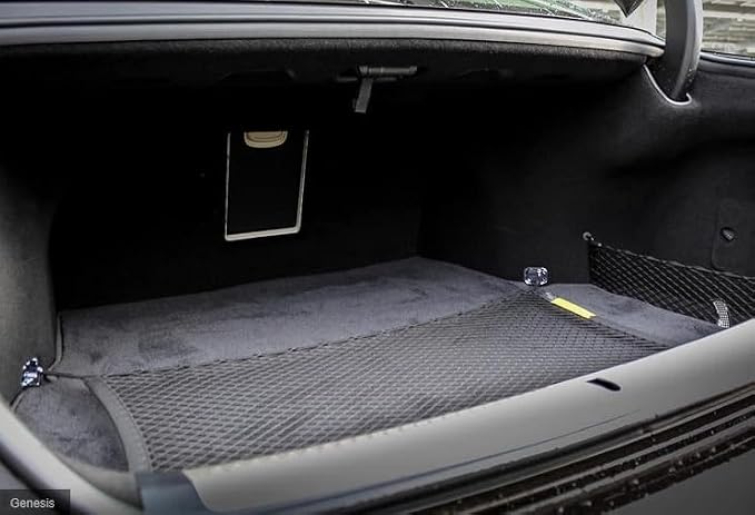 Trunk Organizer Cargo Net for Genesis G80 G90 2017-2026 – Floor Style Cargo Net for Sedan – Premium Mesh Elastic Car Trunk Organizer Vehicle Carrier Storage – Compatible with G80 G90