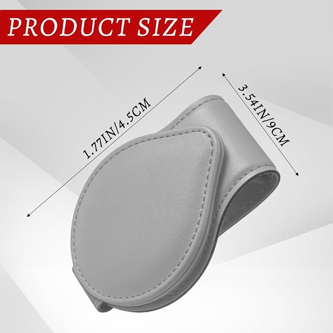 Sunglasses Holders for Car Visor, PU Leather Car Organizer, Magnetic Glasses Holder and Ticket Card Clip, Multi-Functional Auto Sun Visor Eyeglass Holder for Most Vehicles (Grey)