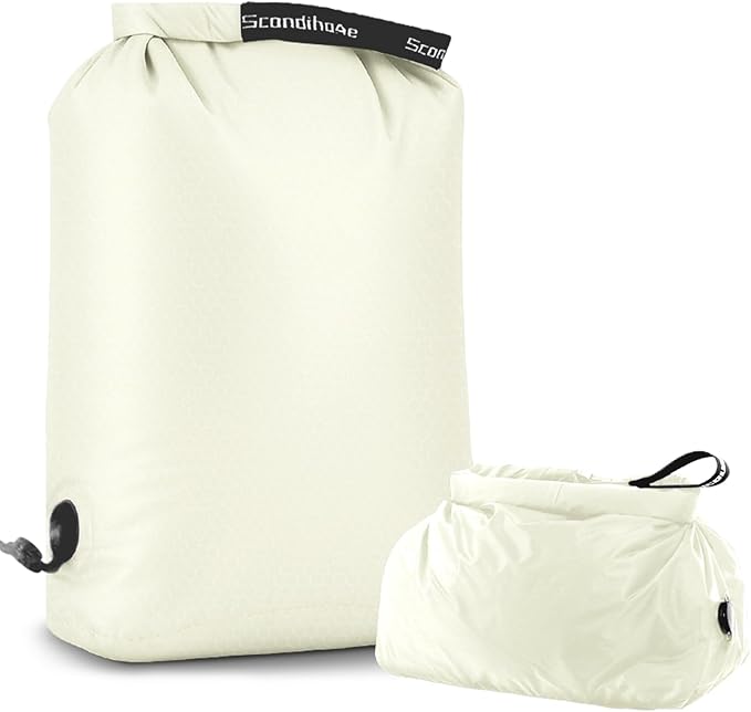 Travel Compression Laundry Bag for Dirty Clothes, Pump-Free Vacuum Space Saver Bag, Reusable Waterproof Wet Dry Bag, Travel Laundry Bag for Luggage, Packing, Suitcase (1 Pcs)（White, L)