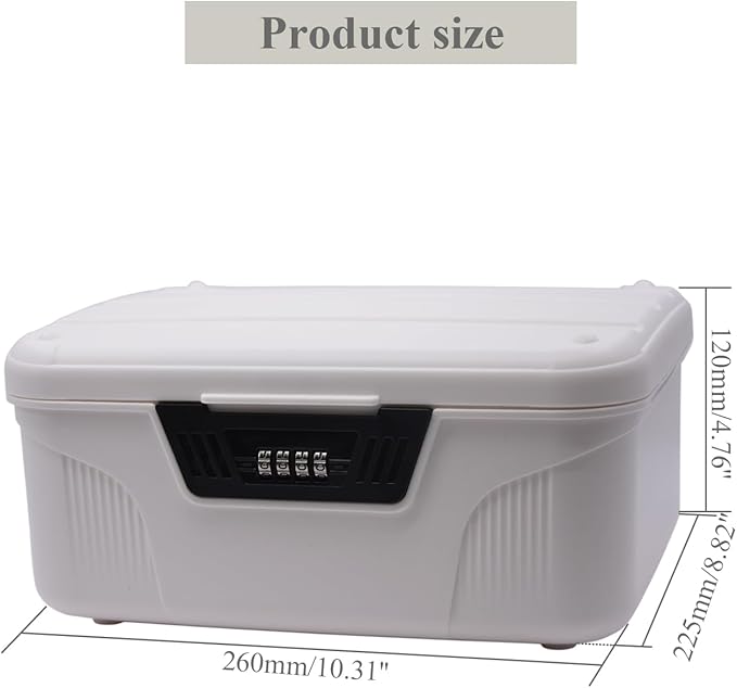RUIAN 2.3 Gallon Portable Combination Lock Box-Plastic Lockable Storage Container with Code Safe, Versatile Organizer for Home Office Travel Business (White&Small)
