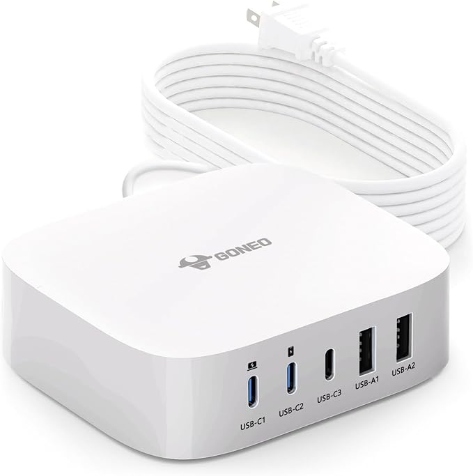 USB C Fast Charging Hub (67W), 5 Port Charger for Multiple Devices, USB Hub Charger Station, Wall Charger Power Strip Adapter Plug for iPad iPhone Galaxy, 5FT Cord, Ideal for Travel Office Desktop