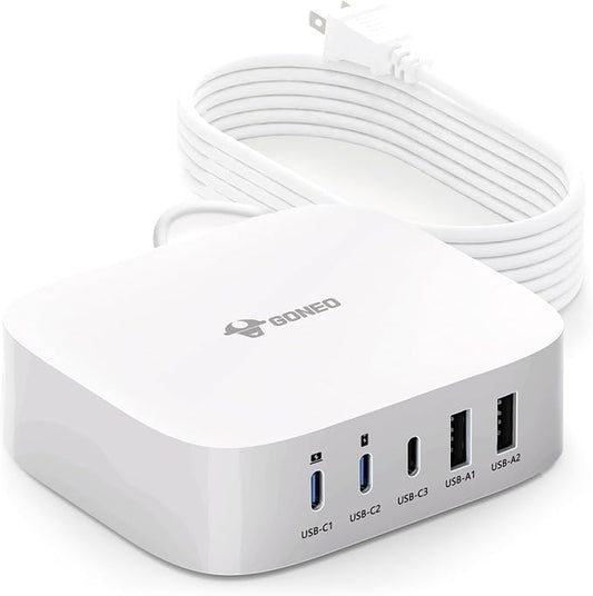 USB C Fast Charging Hub (67W), 5 Port Charger for Multiple Devices, USB Hub Charger Station, Wall Charger Power Strip Adapter Plug for iPad iPhone Galaxy, 5FT Cord, Ideal for Travel Office Desktop