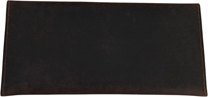 Leather Currency Pouch Large Flap Continental Wallet, Utility Organizer Bag for Cash Coins Travel Leather Money Pouch Envelope Storage Bag and Cash Organizer Men Women (Dark Brown)