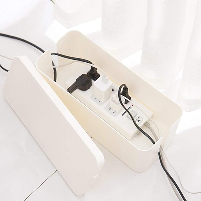 ShellKingdom Cable Management Box, 2 Set Cable Organizer for Cable and Cord Management, Storage and Holder to Cover and Hide & Power Strips & Cords (White)