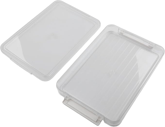 Transparent for A4 Document Storage Box with Lid for Desktop File Organization, Stackable PET Paper Container Case for Office Home School Supplies(small)