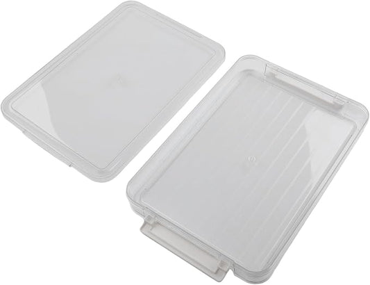 Transparent for A4 Document Storage Box with Lid for Desktop File Organization, Stackable PET Paper Container Case for Office Home School Supplies(small)