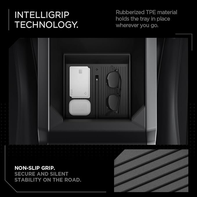 Spigen Center Console Organizer Tray Designed for Tesla Cybertruck Accessories 2026/2025/2024/2023 (Bottom) (Carbon Edition)