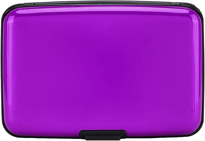 ELFISH RFID Blocking Credit Card Protector Aluminum ID Case Hard Shell Business Card Holders Metal Wallet for Men or Women (Aluminum, Purple)