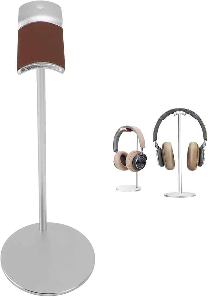 Headphone Stand,Headset Holder,Aluminum Alloy Earphone Stand with Supporting Bar,Solid Base for Most Headphones Size (Silver)