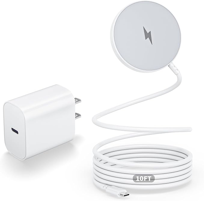 Magnetic Wireless Charger 10FT Fast Apple Mag-Safe Charger Magnet Charging Pad iPhone Mag Safe Charging for iPhone 17Pro Max/16 Pro Max/16Pro/16/iPhone 15Pro Max/15 Plus/14/13/12/AirPods 3/2/Pro/Pro 2