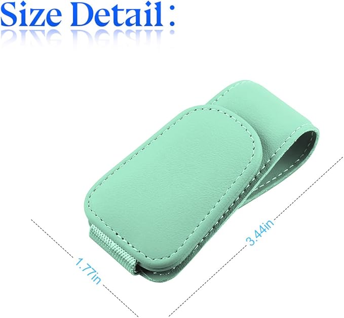 zipelo Sunglasses Holder for Car Sun Visor, Vehicle Magnetic Leather Eyeglass Hanger, Sun Glasses Mount Clip on Visors, Ticket Card Cash Organizer, Auto Interior Accessories (Light Green, 1 PCS)