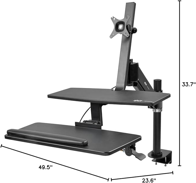 TRIPP LITE Sit Stand Desktop Workstation, Adjustable Standing Desk with Clamp (WWSS1327CP)