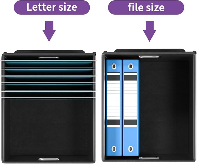 Upgraded File Organizer Boxes with Lids, Linen Hanging Filing & Storage Boxes with Plastic Slides for Office/Decor/Hom, Universal Hanging Filing Organization Boxes for Letter/Legal Folder