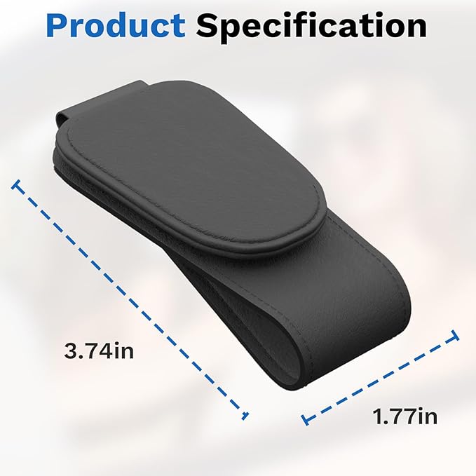 BFXM 2PCS Sunglass Holder for Car, Sunglasses Holder Eyeglass Hanger Clip Magnetic Leather for Car Visor, Cars Sun Visor Ticket Card Clip, Car Visor Accessories(Black)