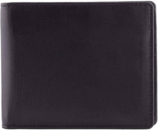 DiLoro Mens Wallet Full Grain Genuine Leather Slim Minimalist Front Pocket Bifold Soft Nappa RFID Protection Black
