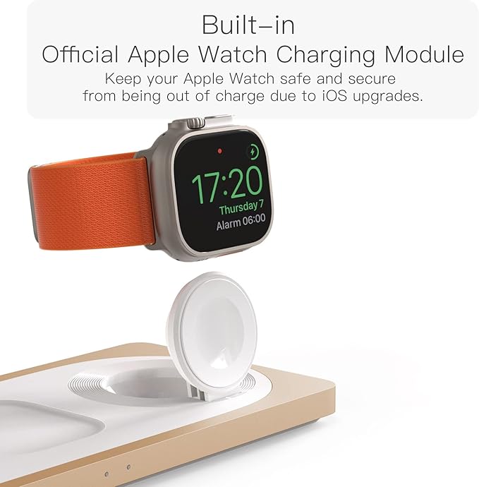 3-in-1 Charging Station for Apple Devices: Used for iPhone and Watch Charging Station with Magsafe Charger Stand, Wireless Charger for iPhone 17 Air 16 15 14 13 Series, Apple Watch Ultra, AirPods Pro