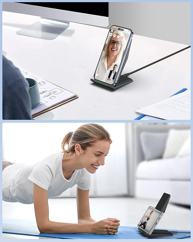 Fast Wireless Charger, NANAMI Wireless Charging Stand Compatible iPhone 17/17 Air/16/15/15 Pro/15 Plus/15 Pro Max/14/13, Nightstand Phone Charger Dock for Samsung Galaxy S26/S26+/S25/S24/S23/S22