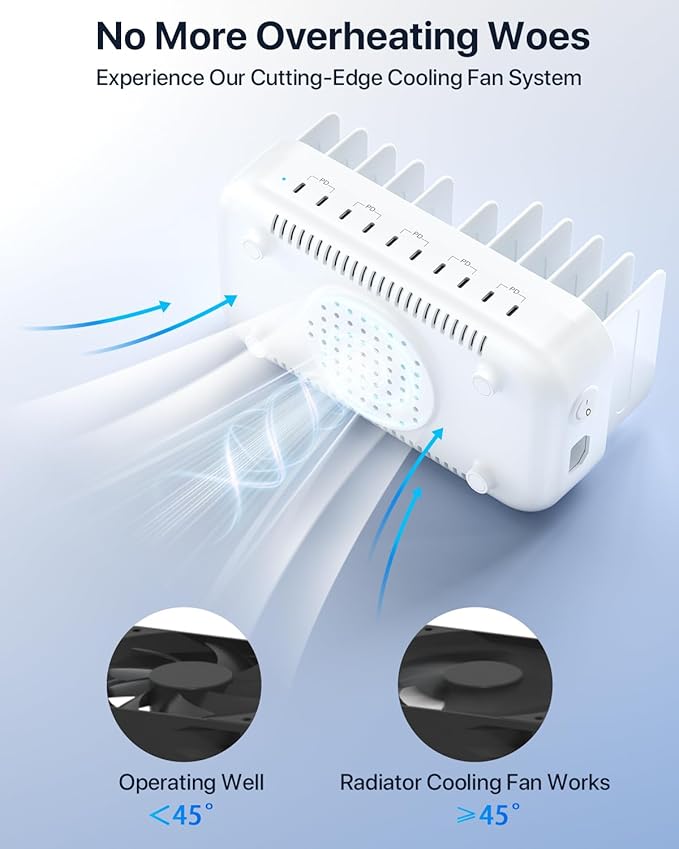 SooPii Multi USB Charging Station,100W 10-Port Type C Fast lPad Charging Station for Multiple Devices with 10 Cables and Adjustable Dividers, Compatible with Phone, Tablet,Kindle and More(White)
