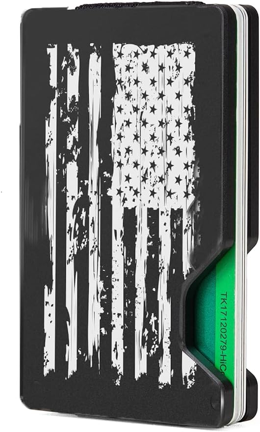 Slim Wallet for Men,RFID Blocking Minimalist Metal Wallet, Money Clip/Cash Holder, Front Pocket Aluminum Credit Card Holder, Ideal Gift for Men,American USA Flag