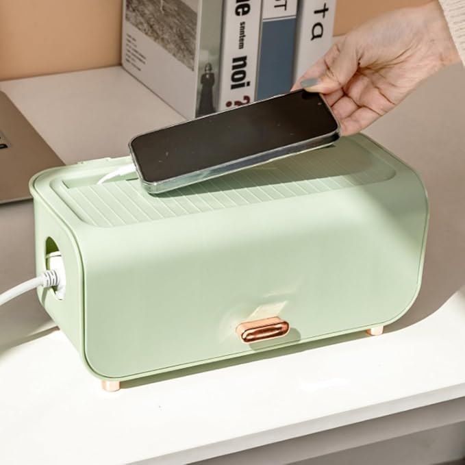 NUOBESTY Cable Management Box with Easy Installation for Hiding Large Capacity Cord Organizer and Modern Stylish Design, Multi-functional Power Cord Storage Container for Desk