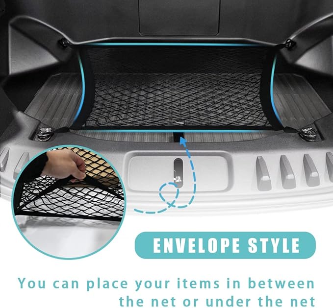 BestEvMod Envelope Style Front Trunk Cargo Net Compatible with 2026 2025 2022-2024 Ford F-150 Lightning Accessories Extra Strong Hook Stretchable Elastic Mesh (Flat Envelope Net)