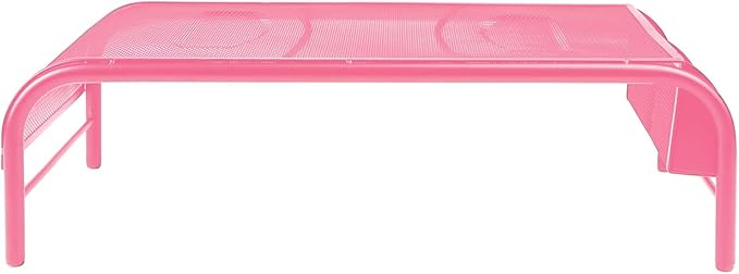 Mind Reader Monitor Stand, Ventilated Laptop Riser, Desktop Organizer, Side Storage, Metal Mesh, 20" L x 11.5" W x 5.5" H, Pink