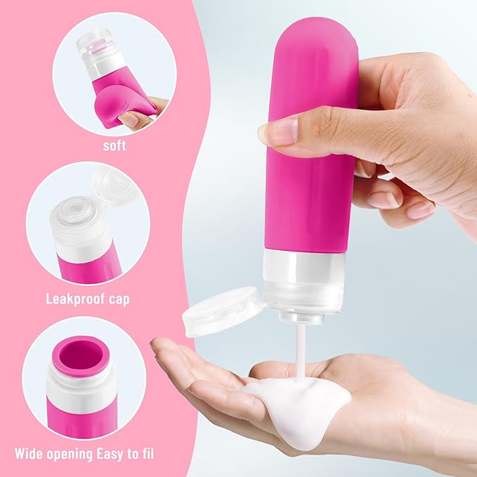 Landisun Travel Bottles for Toiletries 18Pack Travel Size Containers Toiletry Travel-Containers TSA Approved Leak Proof (Crimson)