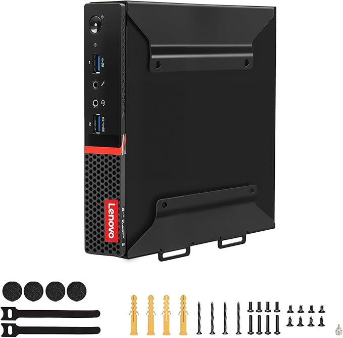 2 Pack Mini PC VESA Mount Compatible with Lenovo Thinkcentre Tiny M90qGen2, M80q Gen3, M90q Gen3, M90q Gen2, M70qGen2, M60e, M75qGen2, Under Desk and WallMount, 100x100mm Monitor Arm Wall Mount