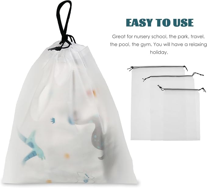 POPETPOP 12pcs Waterproof Drawstring Storage Bags Set, Semi- Pe Material, Travel Organizer Pouches for Underwear, Swimsuit, and Toiletries, Multipurpose Packing Bags (20x28cm, 25x35cm,