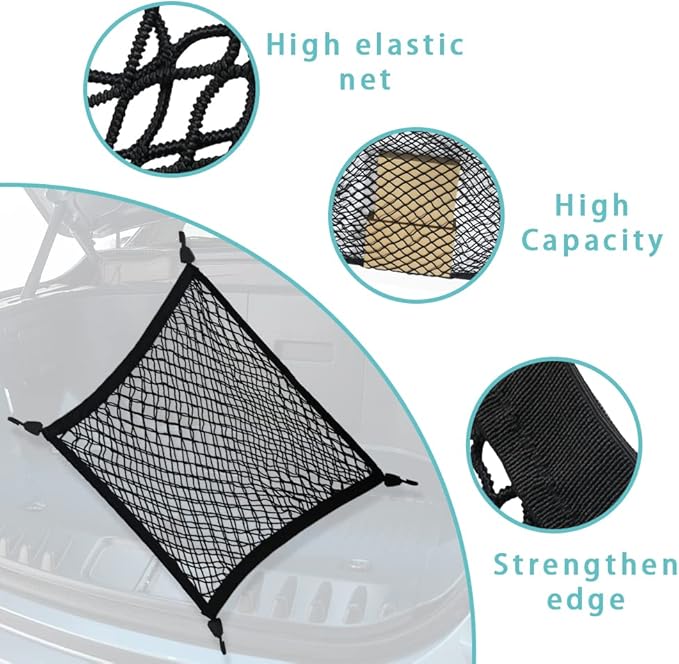 BestEvMod Envelope Style Front Trunk Cargo Net Compatible with 2026 2025 2022-2024 Ford F-150 Lightning Accessories Extra Strong Hook Stretchable Elastic Mesh (Flat Envelope Net)