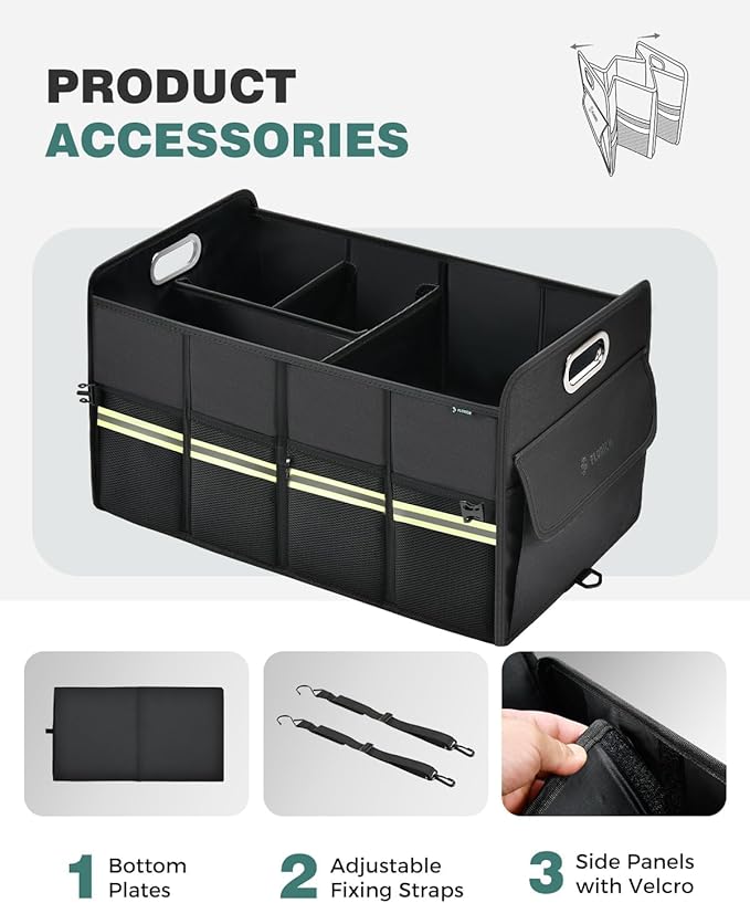 FLORICH Update Trunk Organizer for Suv, Premium Waterproof Car Organizers and Storage, Collapsible Multi-Compartment Truck Organizer Back Seat Storage for Car