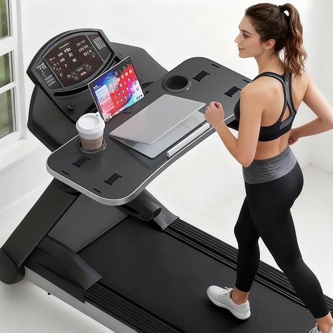 Treadmill Desk Attachment with Large Laptop Platform, Universal Ergonomic Workstation for Laptops/Tablets, Fits Treadmill Handlebars Up to 36 Inches, Black
