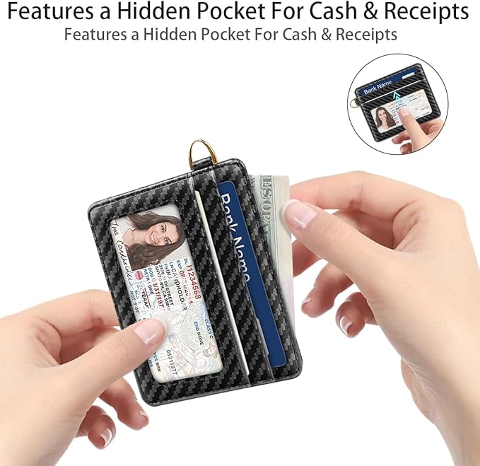 Slim Minimalist Front Pocket RFID Blocking Credit Card Holder Small Wallet Cute Card Cases for Women,Carbon Fiber