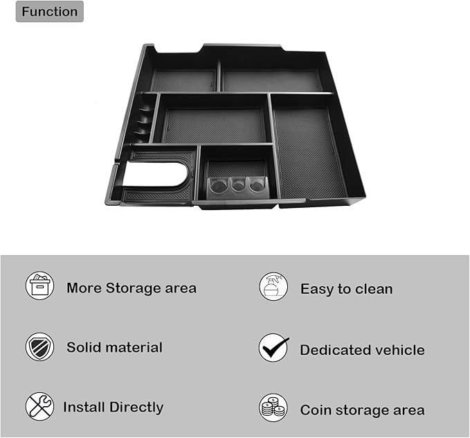 HGWEI Center Console Organizer Tray Compatible with Toyota Tundra 2014 2015 2016 2017 2018 2019 2020 2021 Tundra Interior Accessories, Armrest Secondary Storage Box Insert Tray Divider, Black