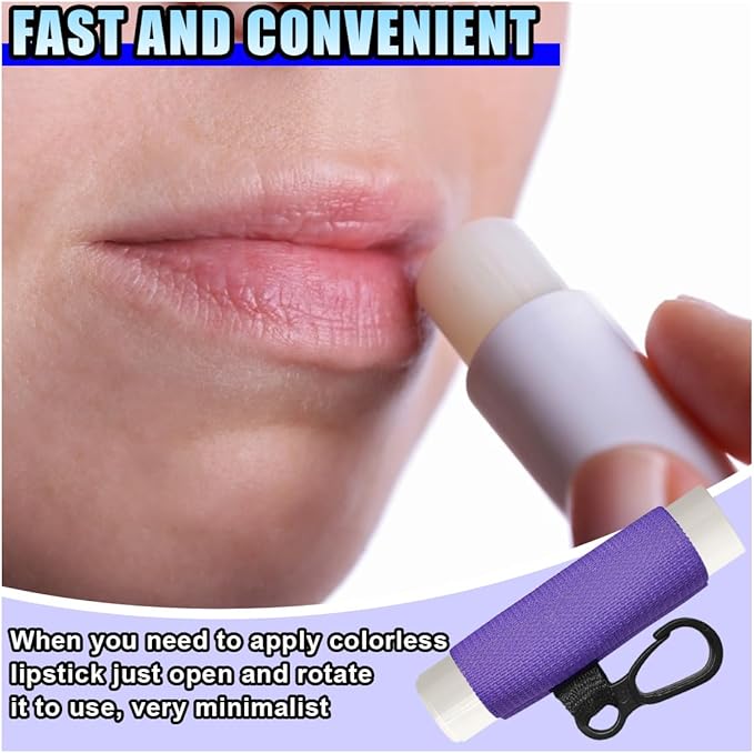 10PCS Car Lip Balm Holder Keychain with Clip On – Elastic Lipstick Sleeves Lip Gloss Holders – Portable Lip Balm Pouch Keychain Sleeve Holder for Women (Style 2)