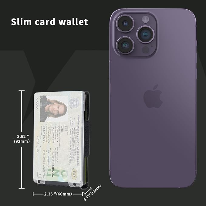 Wallet for Men Slim Pull Tab Metal RFID Blocking Credit Card Holder with ID Window & Cash Strap - Compact Front Pocket Design Holds 1-10 Cards (3.62x2.36x0.47in) (Carbon)