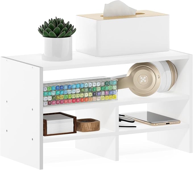 Furinno Hermite Desk Top Organizing Shelf Bookcase, White