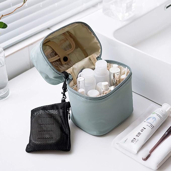 Makeup Bag Travel Cosmetic Bag 7.5x5.5x4.4 Inch Makeup Brush Holder Organizer Cute Portable Artist Toiletry Storage Bag Cosmetics Case for Women Girls,Gray
