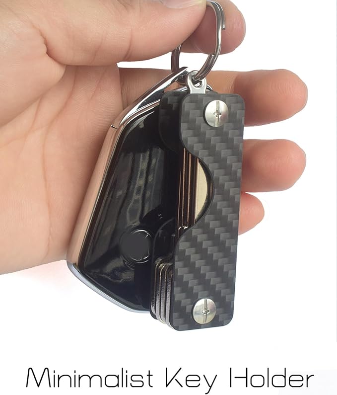 Leeuoe Carbon Fiber Key Organizer,Compact Key Holder,Minimalist Multikey Folding Keyholder(3-7 Keys)