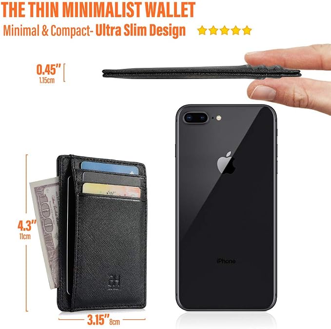 GH GOLD HORSE Slim RFID Blocking Card Holder Minimalist Leather Front Pocket Wallet for Women | Slim