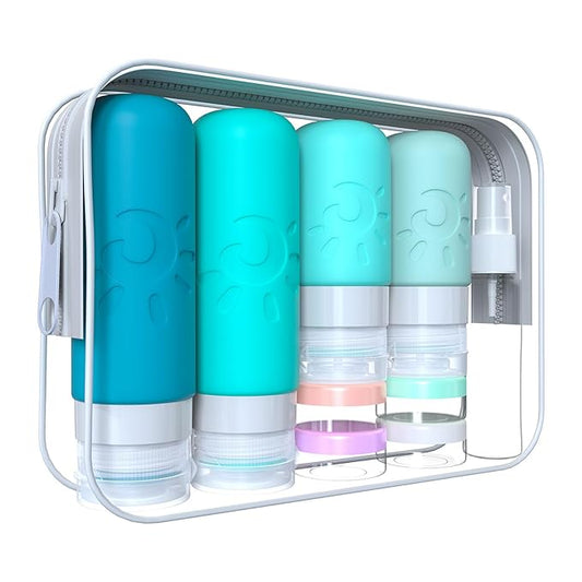 Zafit 18 Pack travel Bottles for Toiletries, TSA Approved Silicone Travel Containers Leak Proof Refillable Travel Accessories for Shampoo Conditioner Lotion Body Wash(Multicolored H)
