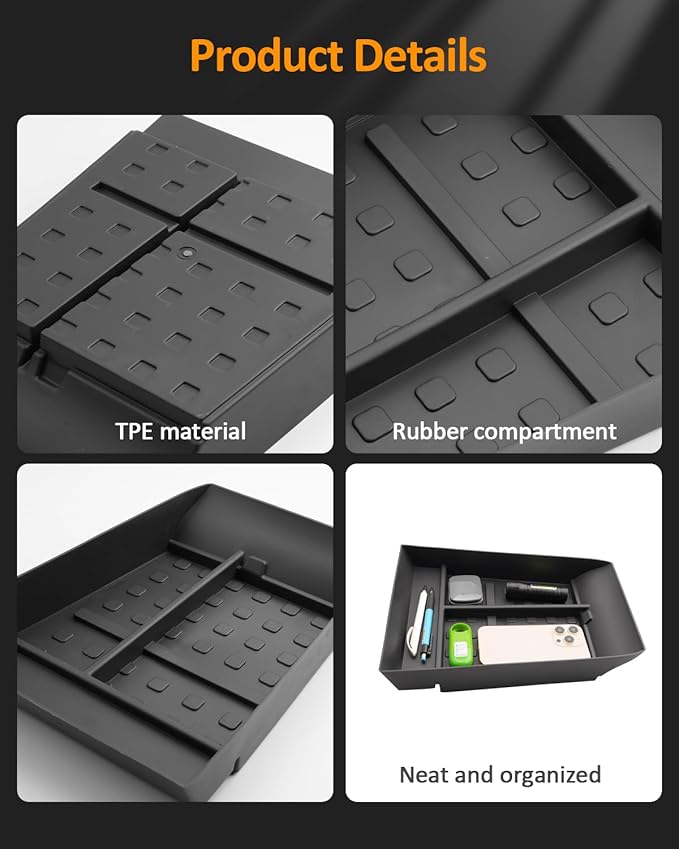 CDEFG for 2024 2025 2026 Hyundai Santa Fe Lower Console Tray - Under Center Console Organizer TPE Accessories