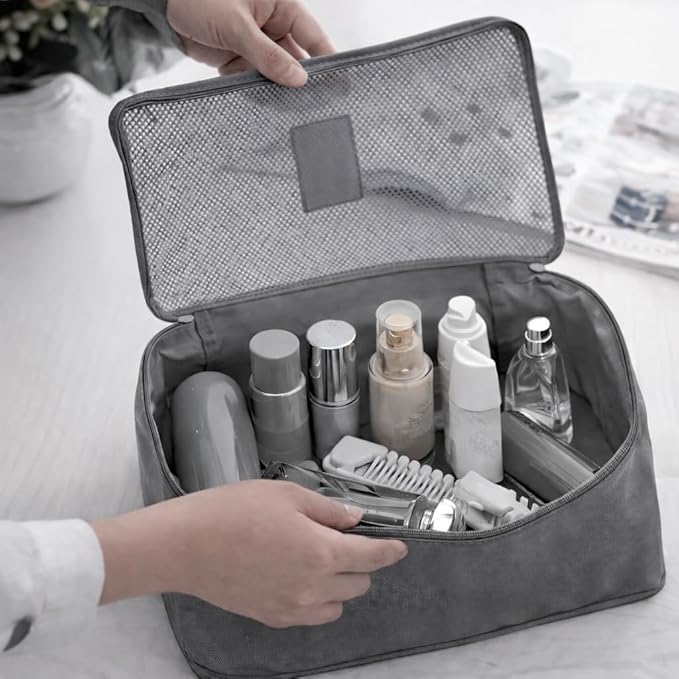 6 Set Travel Packing Cubes for Luggage – Laundry Pouch Organizer Bags, Lightweight Storage Pouches for Clothes, Shoes, and Toiletries (grey)