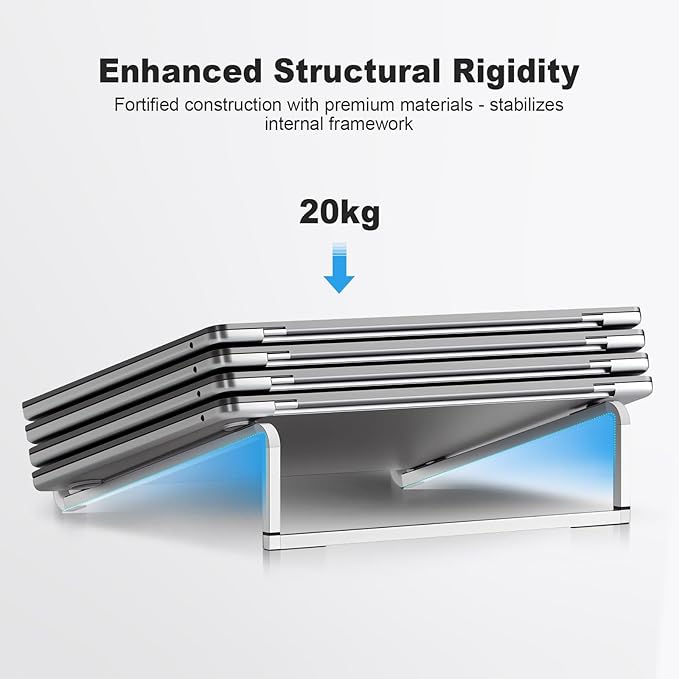 TENOC Foldable Laptop Stand for Desk, Universal Laptop Riser Ventilated Holder Mount Compatible with MacBook, Notebook, ASUS, Acer and More, Silver