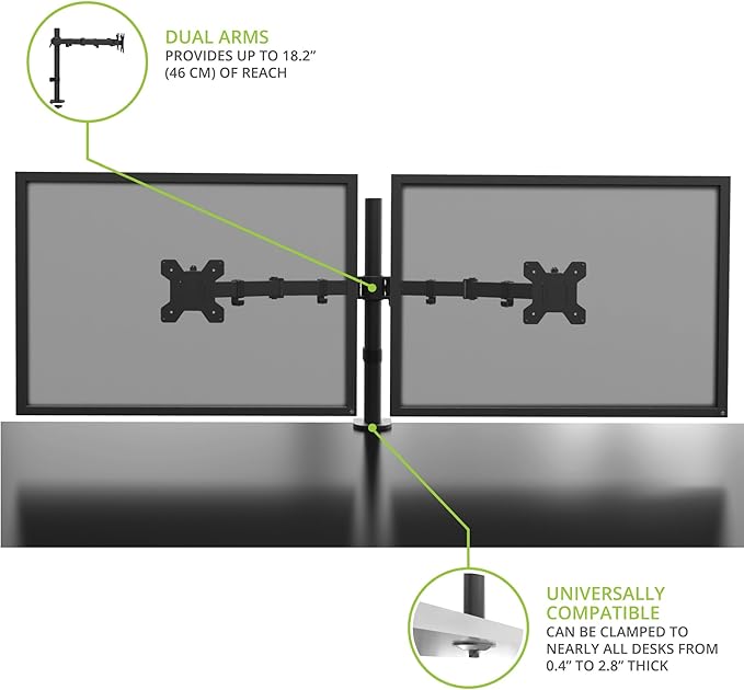 Kanto DML2000 Height Adjustable Desktop ARM Dual Monitor Stand